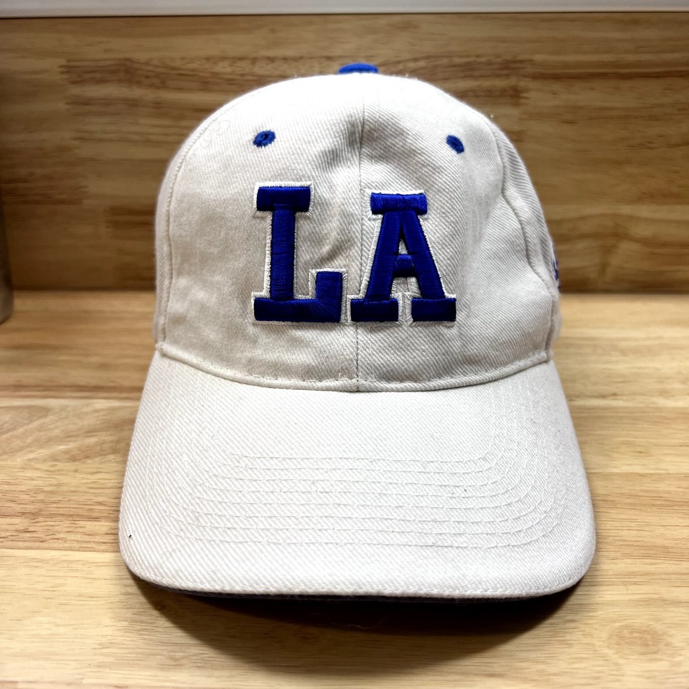 Los Angeles Dodgers Hat Cap Strap Back Adult White Blue Baseball Embroidered
